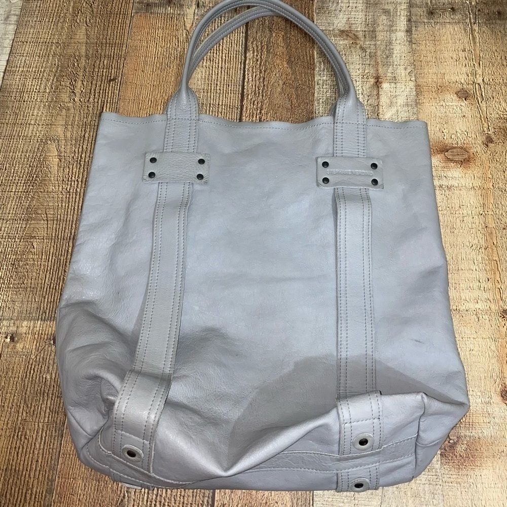 STEPHANE VERDINO LARGE GREY LEATHER TOTE BAG EUC - Picture 9 of 14